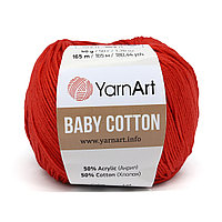 Пряжа YarnArt 'Baby Cotton' 50гр 165м (50% хлопок, 50% акрил) (426 красный)