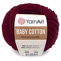 Пряжа YarnArt 'Baby Cotton' 50гр 165м (50% хлопок, 50% акрил) (428 бордо)