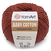 Пряжа YarnArt 'Baby Cotton' 50гр 165м (50% хлопок, 50% акрил) (429 темно-оранжевый)