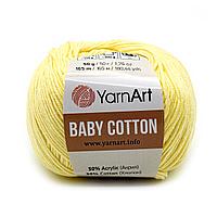 Пряжа YarnArt 'Baby Cotton' 50гр 165м (50% хлопок, 50% акрил) (431 пыльно-желтый)