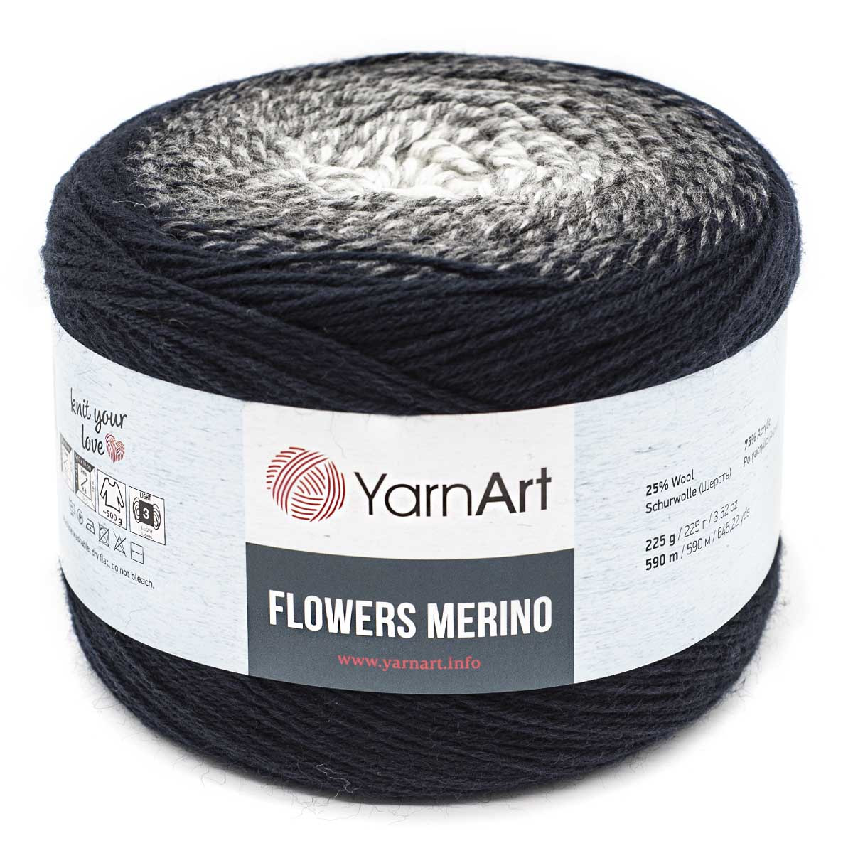 Пряжа YarnArt 'Flowers Merino' 225гр 590м (25% шерсть, 75% акрил) (532 секционный) - фото 1 - id-p199378031