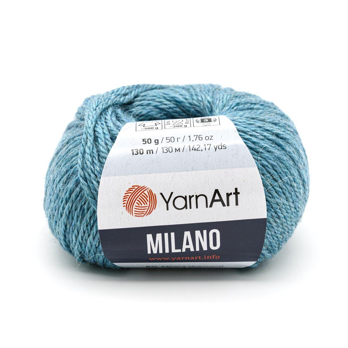 Пряжа YarnArt 'Milano' 50гр 130м (8% альпака, 20% шерсть, 8% вискоза, 64% акрил) (864 бирюза) - фото 1 - id-p199378074