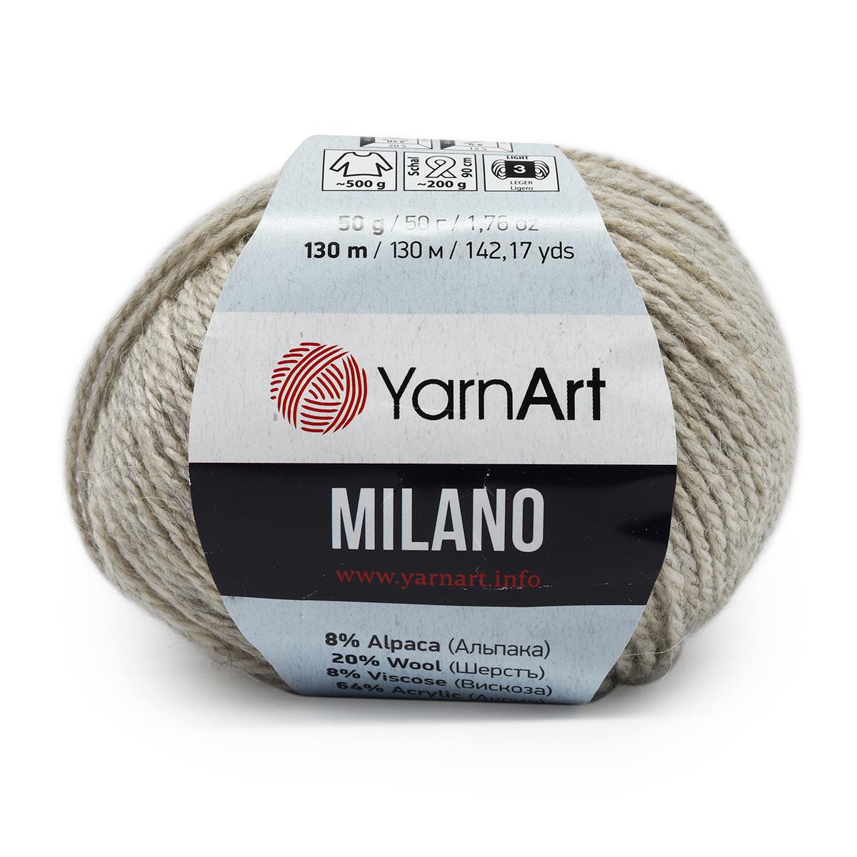 Пряжа YarnArt 'Milano' 50гр 130м (8% альпака, 20% шерсть, 8% вискоза, 64% акрил) (870 молочный)