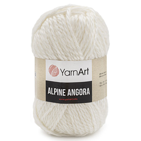 Пряжа YarnArt 'Alpine Angora' 150гр 150м (20% шерсть, 80% акрил) (330 белый), фото 2