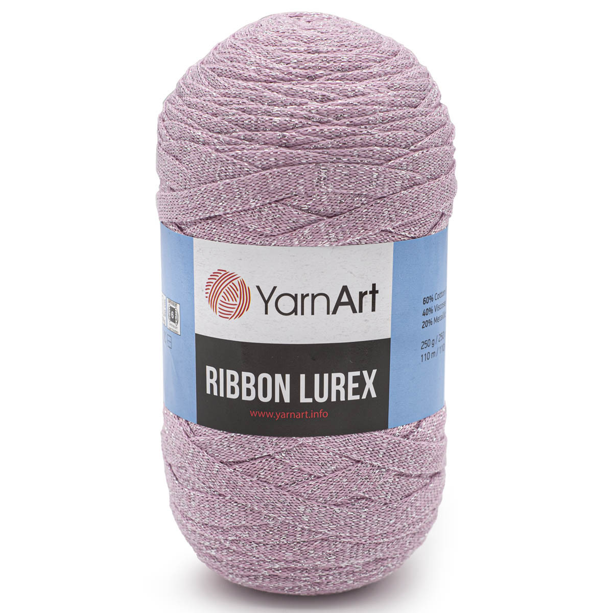 Пряжа YarnArt 'Ribbon Lurex' 250гр 110м (60% хлопок, 20% вискоза, полиэстер, 20% металлик) (732 розовый) - фото 1 - id-p199378234