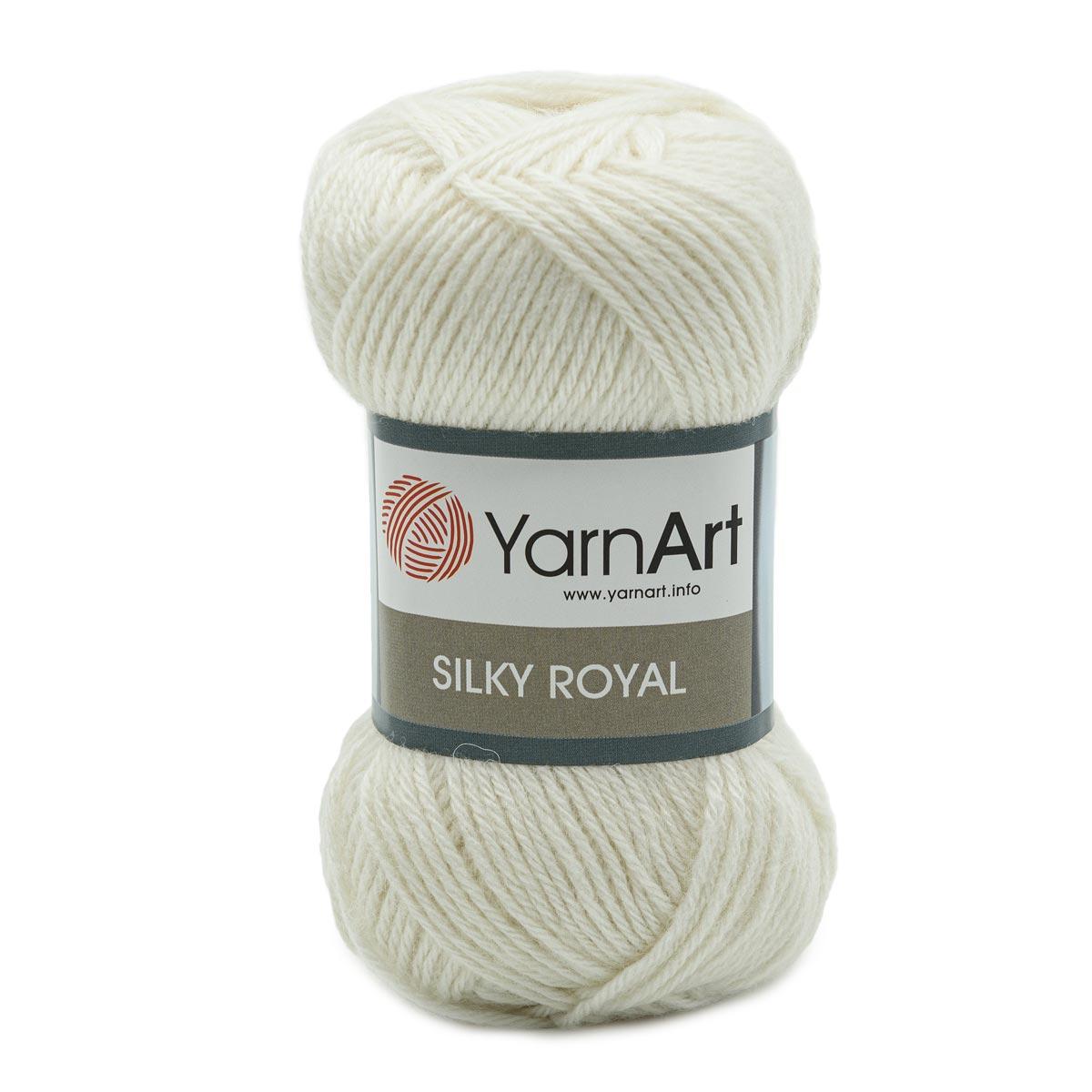 Пряжа YarnArt 'Silky Royal' 50гр 140м (35% шелковая вискоза, 65% шерсть мериноса) (447 белый) - фото 1 - id-p199378248
