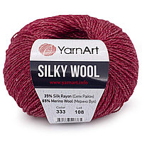 Пряжа YarnArt 'Silky Wool' 25гр 190м (35% шелковая вискоза, 65% шерсть мериноса) (333 темно-красный)