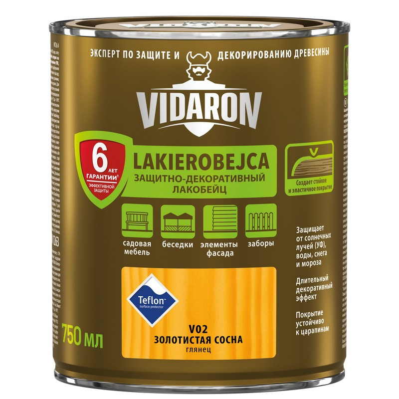 Лакоморилка VIDARON Lakier L02 (сосна золотистая) 0,75л EX