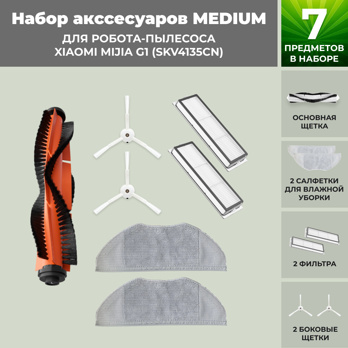Набор аксессуаров Medium для робота-пылесоса Xiaomi Mijia G1 (SKV4135CN) 558818, фото 1