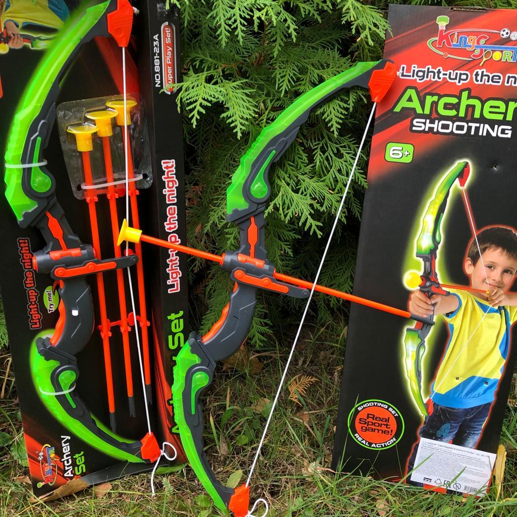 Игровой набор: Светящийся лук и стрелы на присосках Archery Set 881-23A, 6+ Зеленый - фото 1 - id-p199384754