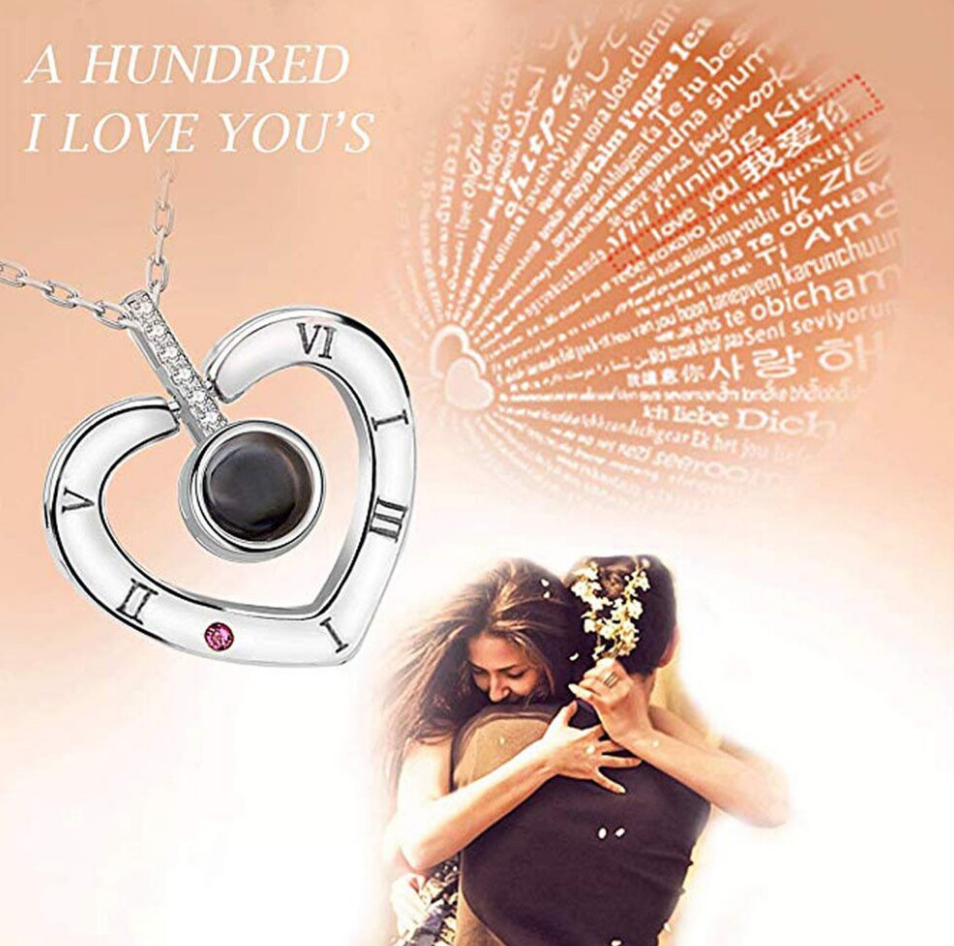 Кулон "I love You" с проекцией изображения на 100 языках Сердце в серебре - фото 1 - id-p199384842