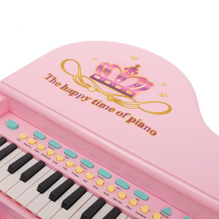 Пианино «Розовая мечта» с микрофоном и стульчиком, световые и звуковые эффекты - фото 4 - id-p199389131