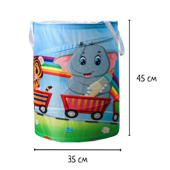 Корзинка для игрушек "Паровозик счастья" 35×35×45 см - фото 2 - id-p199394441