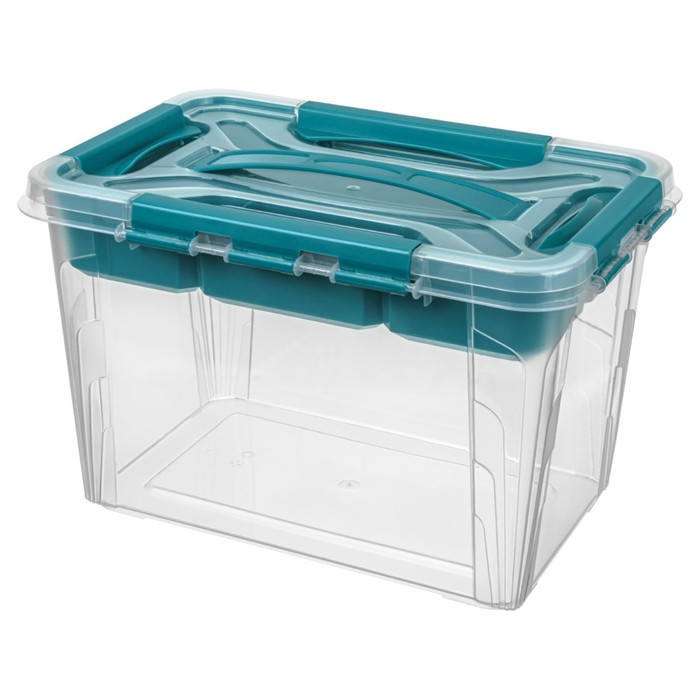 Ящик универсальный GRAND BOX, цвет голубой, с замками и вставкой-органайзером, 6,65 л . - фото 2 - id-p199394662
