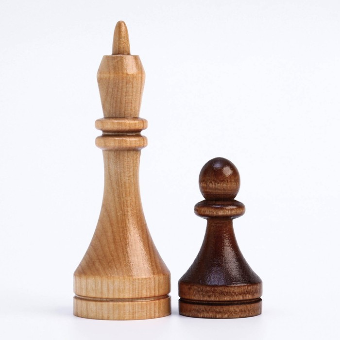 Шахматные фигуры турнирные, дерево, король 10.5 см, d-3.5, пешка 5.6 см, d-3 см - фото 3 - id-p199414599