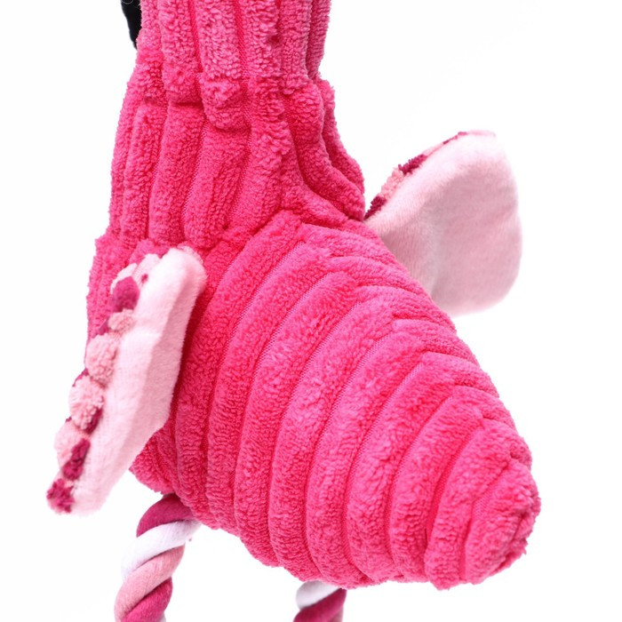 Игрушка мягкая для собак "Фламинго" с пищалкой и канатом, 37 х 16 см, розовая - фото 5 - id-p199400275