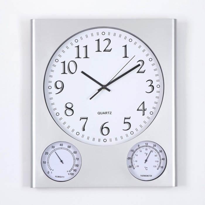 Часы настенные, серия: Интерьер, "Арени",с термометром ,гигрометром, дискрет. ход, d-32.5 см, - фото 1 - id-p199417646