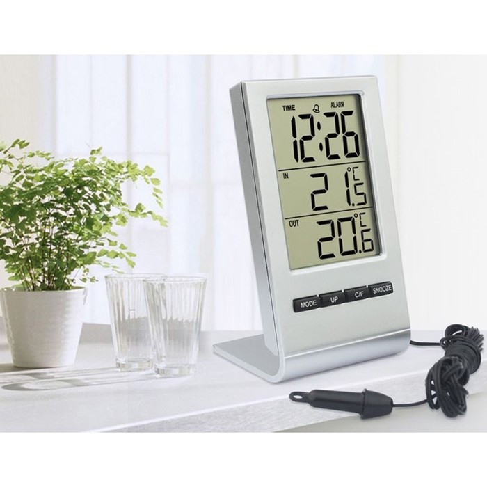 Часы электронные настольные с метеостанцией, календарём и будильником, 5.7 х 10.6 см - фото 2 - id-p199418684