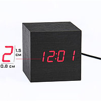 Часы электронные настольные "Цифра", 6.5 х 6.5 см, красная индикация