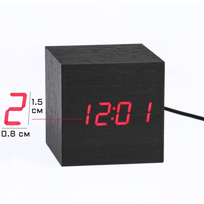 Часы электронные настольные "Цифра", 6.5 х 6.5 см, красная индикация - фото 1 - id-p199418695