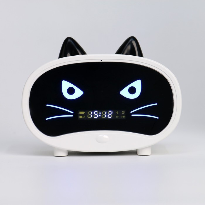 Часы электронные настольные "Кошка", белая индикация, с колонкой, 9.5 х 11.5 х 4.5 см - фото 2 - id-p199418706