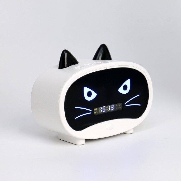 Часы электронные настольные "Кошка", белая индикация, с колонкой, 9.5 х 11.5 х 4.5 см - фото 3 - id-p199418706
