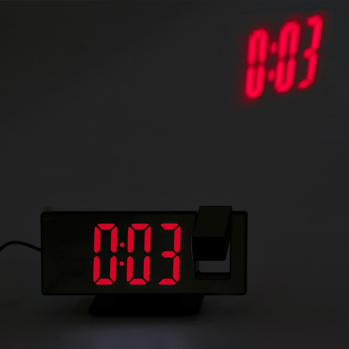Часы настольные электронные с проекцией: будильник, термометр, календарь, USB, 18.5 x 7.5 см - фото 8 - id-p199418708