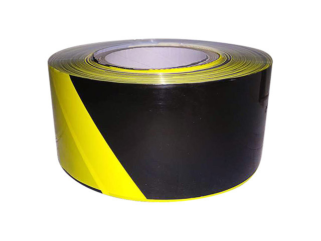 Лента оградительная 75ммх250м ZOOM, черно-желтая (35 мкм полипропиленовая пленка) - фото 1 - id-p199404544