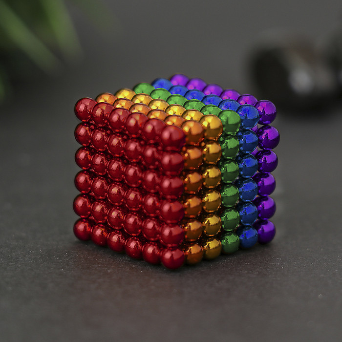 Антистресс магнит "Неокуб" 216 шариков d=0,5 см (6 цветов) 3х3 см - фото 1 - id-p199400436