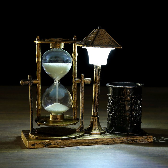 Песочные часы "Уличный фонарик",сувенирные,подсветка,каранд-цей, 6.5 х 15.5 х 14.5 см, микс - фото 1 - id-p199418789