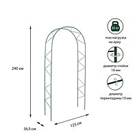 Арка садовая, разборная, 240 × 125 × 36.5 см, металл, зелёная, «Ёлочка», Greengo