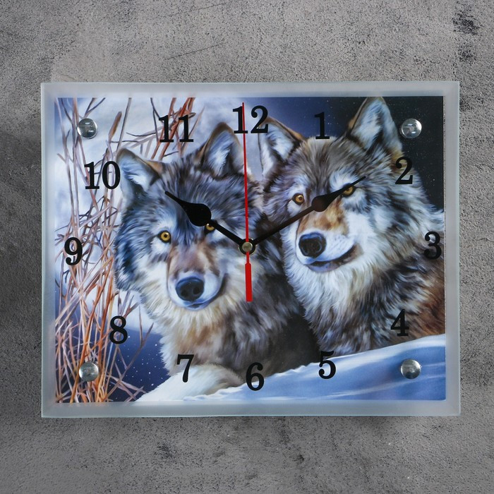 Часы настенные, серия: Животный мир, "Два волка", 20х25 см - фото 1 - id-p199417854