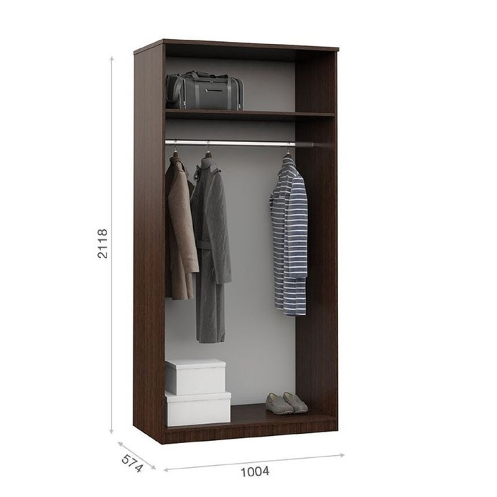 Шкаф 2-х дверный «Аврора», 1004 × 574 × 2118 мм, цвет венге / дуб молочный - фото 2 - id-p199433949