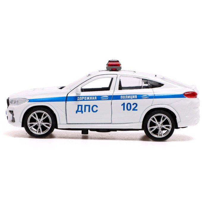 Машина металлическая «BMW X6 полиция», 12 см, двери, багаж, инерция, цвет белый - фото 2 - id-p199392649