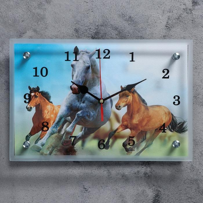 Часы настенные, серия: Животный мир, "Лошади", 20х30 см - фото 1 - id-p199417877