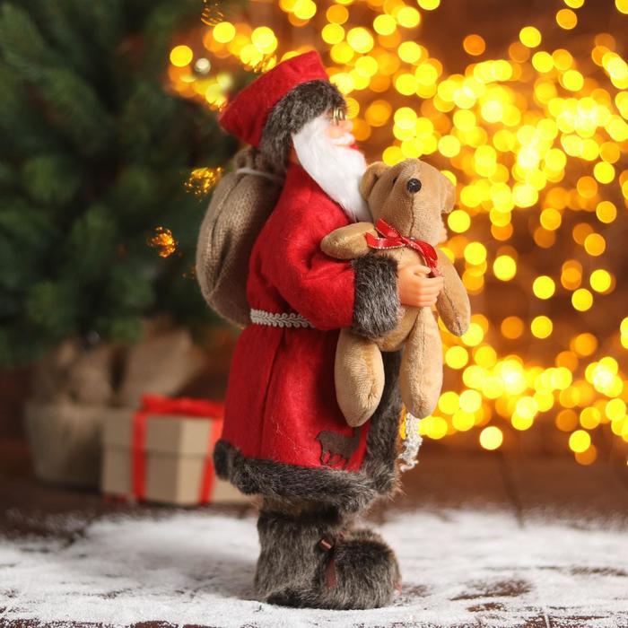 Дед Мороз "В красной шубке с мишкой" 16х30 см - фото 4 - id-p199414874