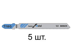 Пилка лобз. по металлу T118G (5 шт.) BOSCH (пропил прямой, тонкий, для базовых работ)