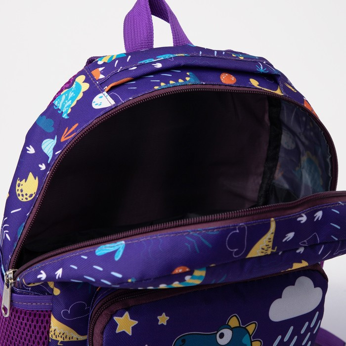 Рюкзак детский на молнии, 3 наружных кармана, цвет фиолетовый - фото 4 - id-p199429961