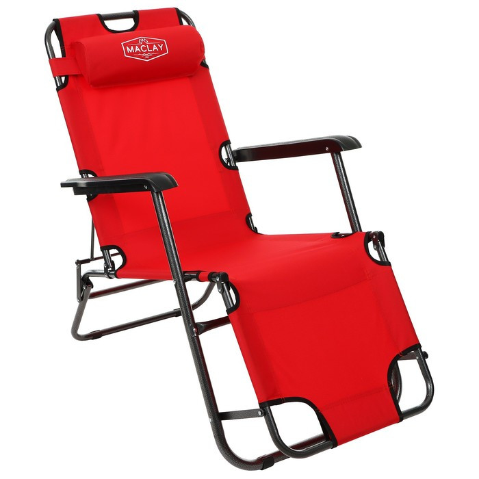 Кресло-шезлонг туристическое, с подголовником, р. 153 х 60 х 30 см, до 100 кг, цвет красный - фото 2 - id-p199440956
