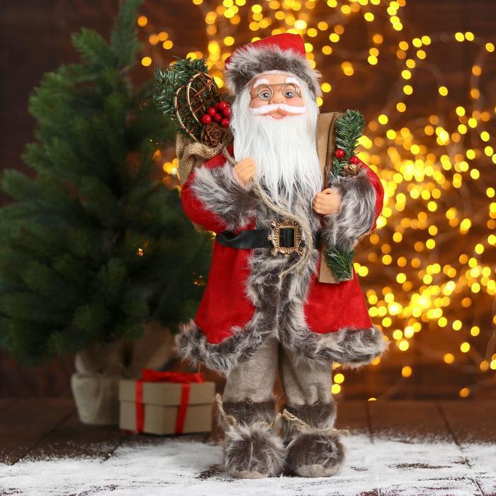 Дед Мороз "В красной шубке с лыжами и подарками" 23х45 см - фото 1 - id-p199414907
