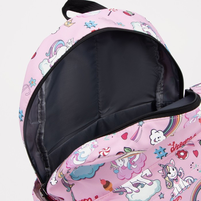 Рюкзак на молнии, наружный карман, пенал, цвет розовый - фото 5 - id-p199429993