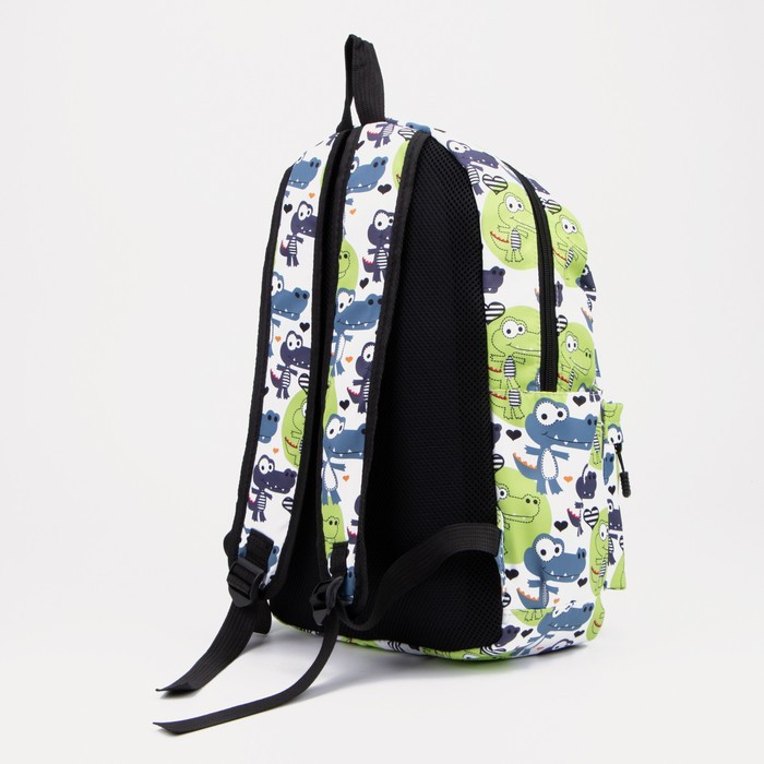 Рюкзак на молнии, наружный карман, пенал, цвет зелёный - фото 3 - id-p199429996
