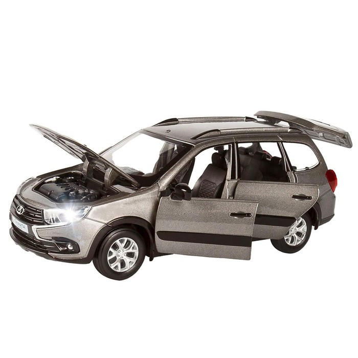 Машина металлическая «Lada» 1:24 инерция, цвет серый, открываются двери, капот и багажник, световые и звуковые - фото 3 - id-p199392728