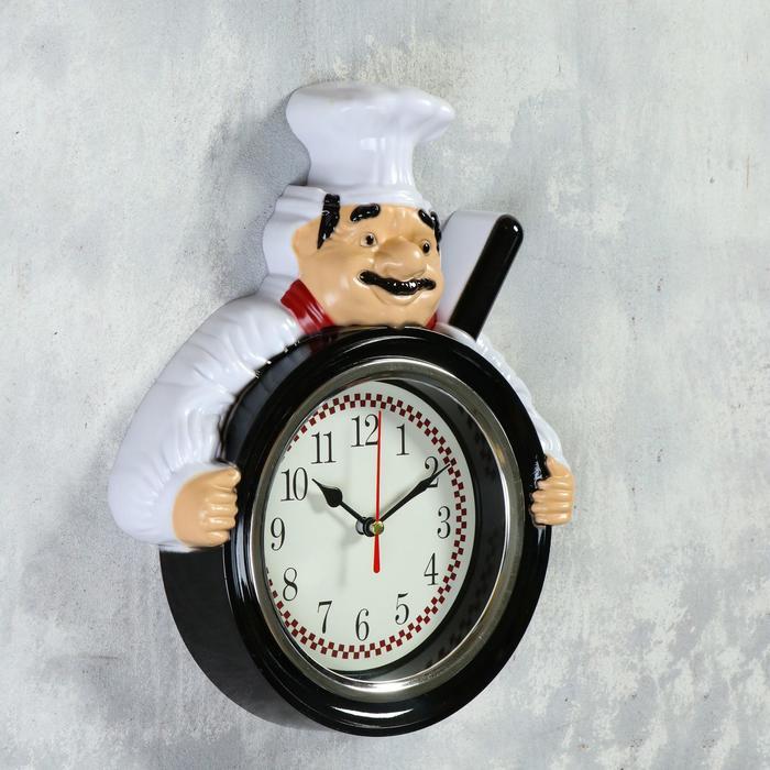 Часы настенные, серия: Кухня, "Повар со сковородой", дискретный ход, 26.5 х 20 см - фото 2 - id-p199417010