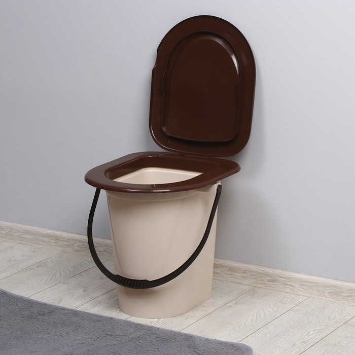 Ведро-туалет, h = 40 см, 17 л, съёмный стульчак, бежевое - фото 1 - id-p199435113
