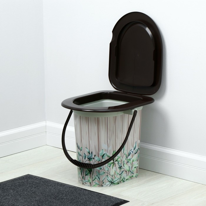 Ведро-туалет, h = 38 см, 17 л, съёмный стульчак, бежевое, крышка МИКС - фото 1 - id-p199435118