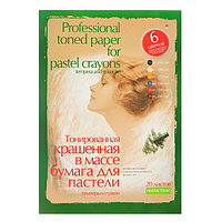 Бумага для пастели, гуаши и темперы А3, 20 листов "Профессиональная серия", тонированная, 6 цветов 150 - 230