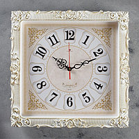 Часы настенные, серия: Интерьер, "Барака", плавный ход, 38 х 38 см, белое золото
