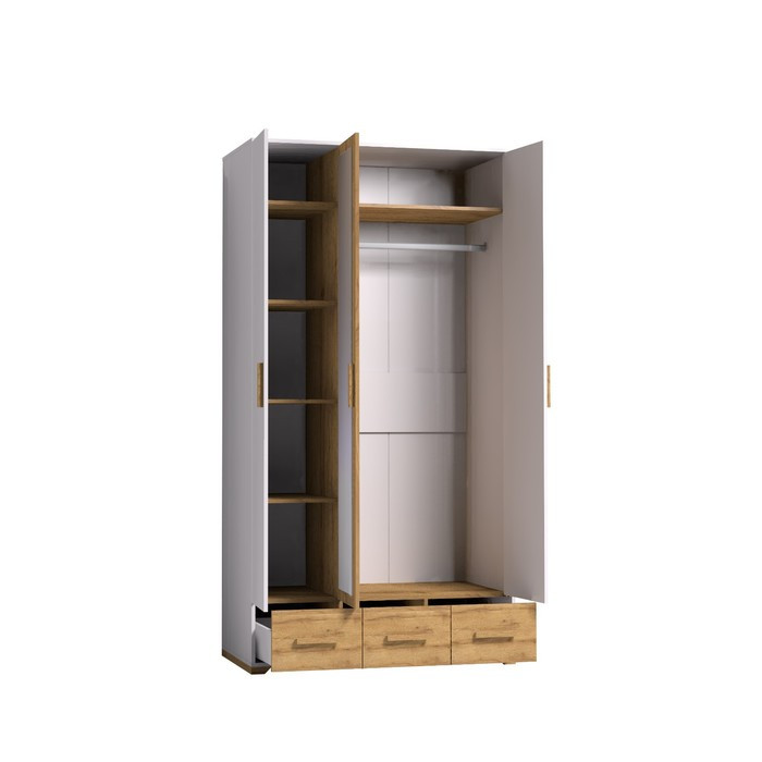 Шкаф для одежды и белья «Айрис 444», 1194 × 596 × 2285 мм, цвет белый / дуб золотистый - фото 2 - id-p199434183