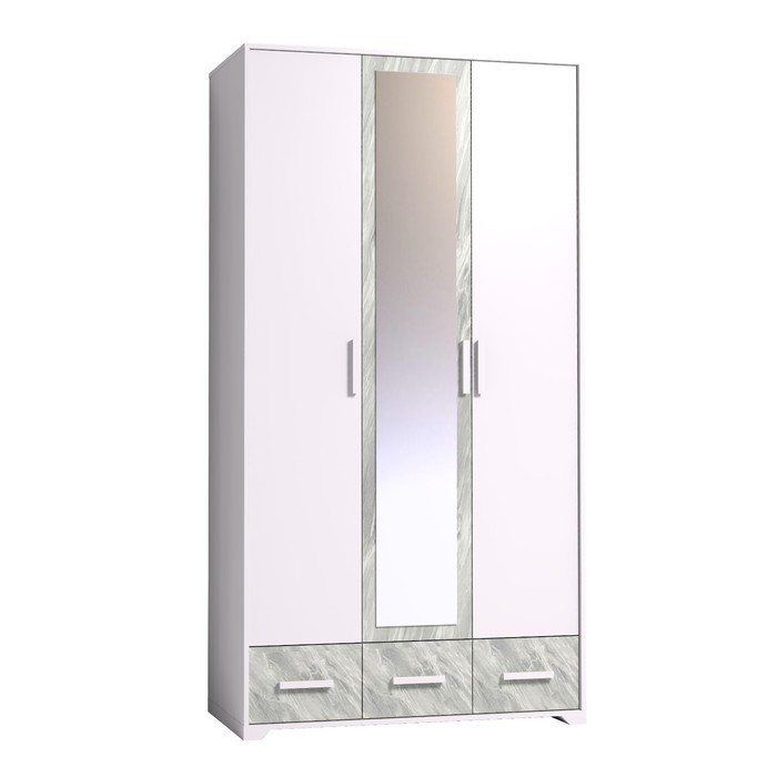Шкаф для одежды и белья «Айрис 444», 1194 × 596 × 2285 мм, цвет белый / статуарио - фото 1 - id-p199434184